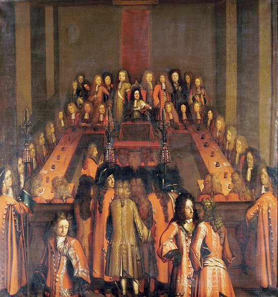Christian 5. præsiderende i Højesteret, ca. 1697