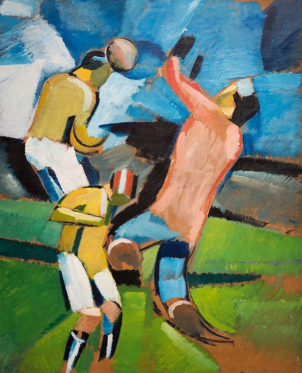 Fodboldspillere. Sofus header, 1917 malet af Harald Giersing
